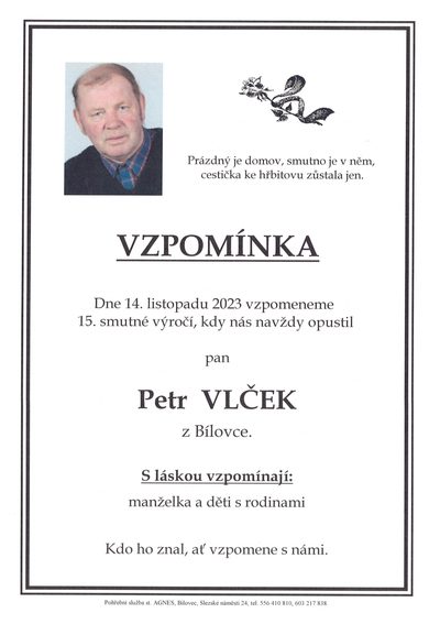 Smuteční oznámení – Petr Vlček