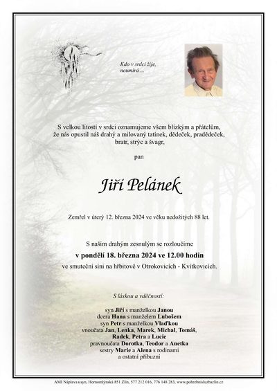 Smuteční oznámení – Radek Petra
