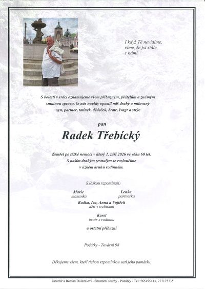 Smuteční oznámení – Radek Třebícký