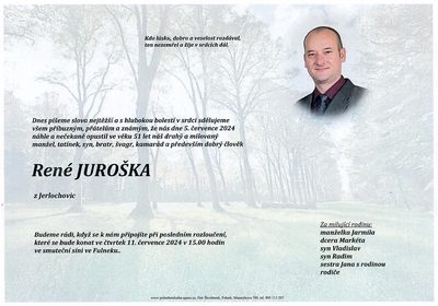 Smuteční oznámení – René Juroška
