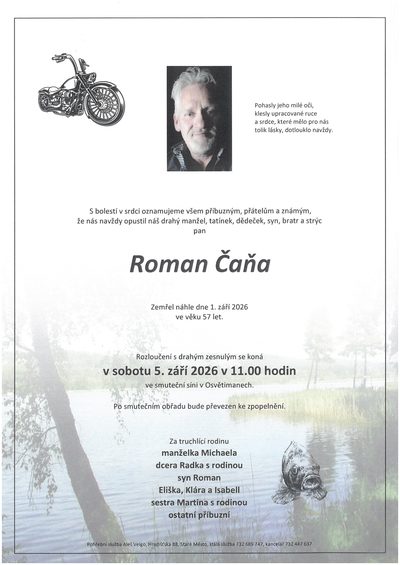 Smuteční oznámení – Roman Čaňa