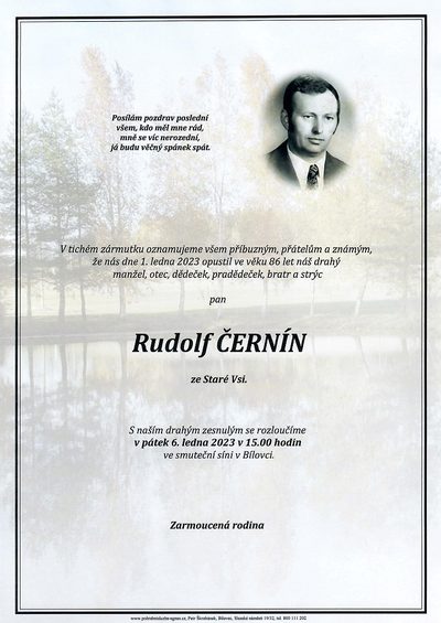 Smuteční oznámení – Rudolf Černín