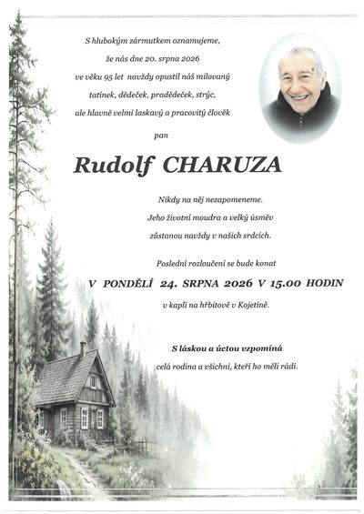 Smuteční oznámení – Rudolf Charuza