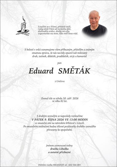 Smuteční oznámení – SMĚTÁK Směták