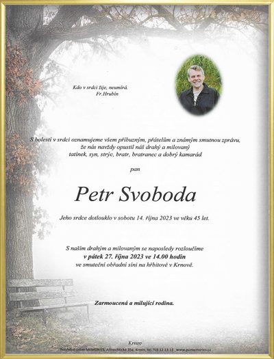 Smuteční oznámení – Svoboda Neti