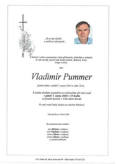 Smuteční oznámení – Vladimír Pummer