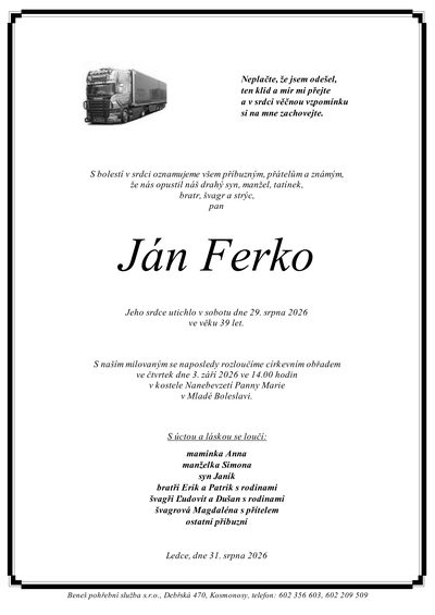 Smuteční oznámení – Zdeněk Kubina