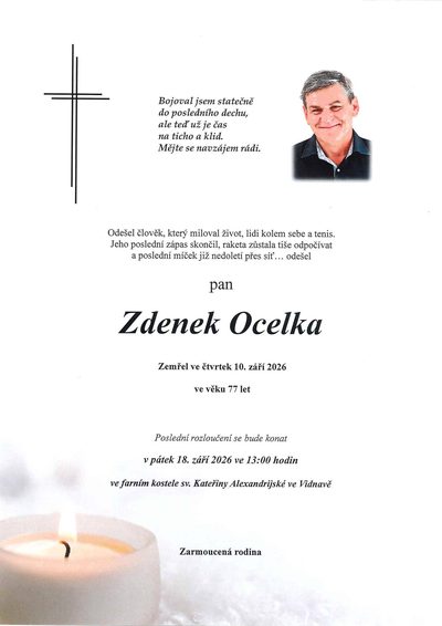 Smuteční oznámení – Zdenek Ocelka